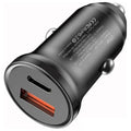 30W Car Charger WKN-707 | Dual Port PD + QC 4.0 Fast Charging | USB-A + USB-C Car Charger for iPhone Samsung