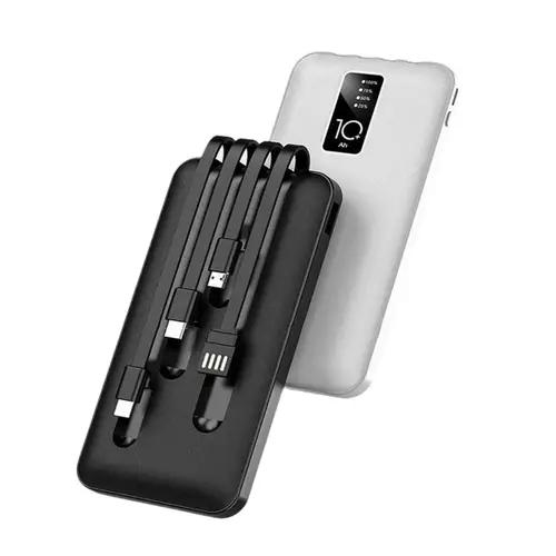 J-Cell J-102 Power Bank 10000mAh | 1 To 4 Cables Built-in | Fast Charging Portable Charger with LED Display
