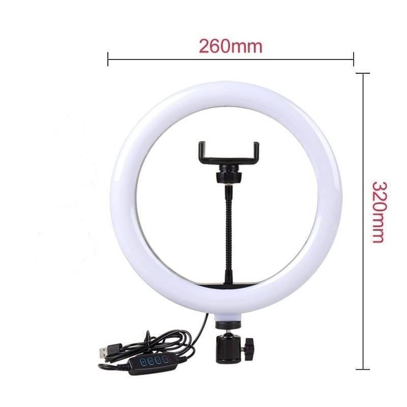 26cm LED Ring Light with Phone Holder | 3 Light Modes, 10 Brightness Levels, USB Powered for Selfie, Makeup & Live